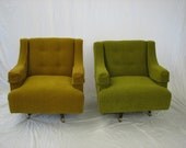 Mid Century Modern, danish, retro, vintage 1950's upholstered pair of chairs
