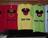 Minnie Mickey Mouse - Disney Birthday Family Custom T-Shirt Personalized Applique Head Tee Shirt Top Family