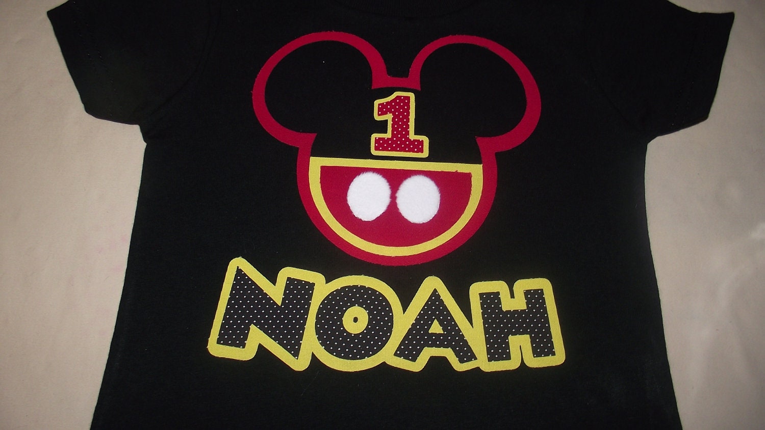 Red Black Yellow Minnie Mickey Mouse - Disney Birthday Family Custom T-Shirt Personalized Applique Head