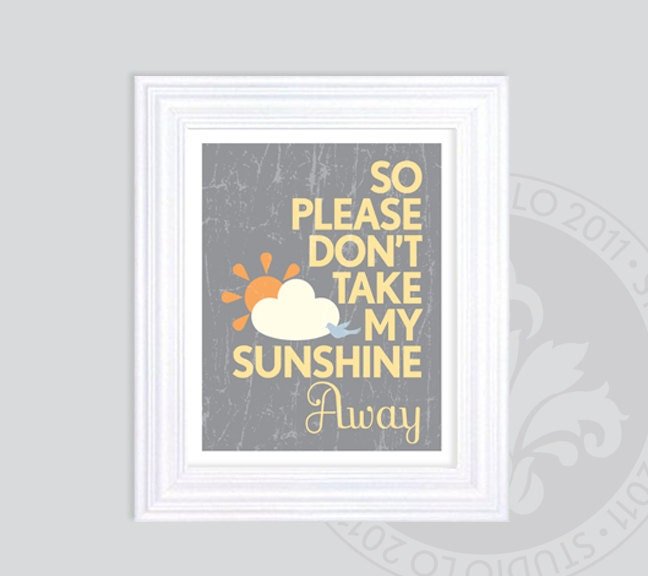 4pc You Are My Sunshine prints // 8x10 // Children's lullaby. Click to see all four prints. StudioLO2011
