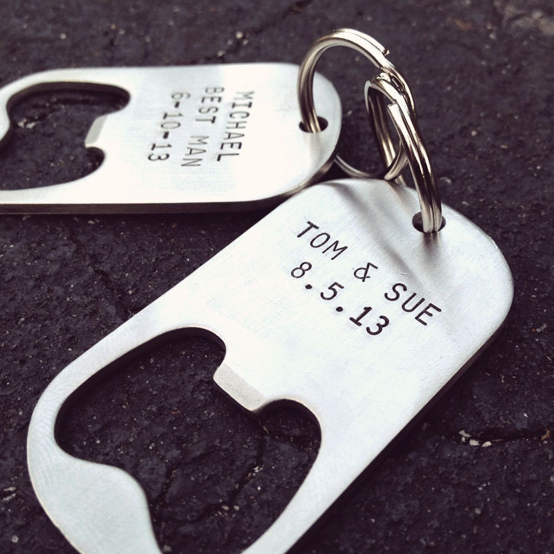Set of 6 - GROOMSMEN GIFTS Personalized Bottle Opener Keychains - Wedding, Best Man, Groomsman