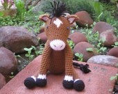 Crochet Baby Horse, vegan plush toy doll amigurumi brown stuffed animal ranch farm pony gift boy or girl MADE TO ORDER