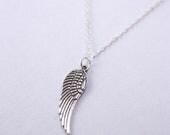 silver angel wing necklace - woodland whimsy - everyday necklaces - simple everyday jewelry - silver angel