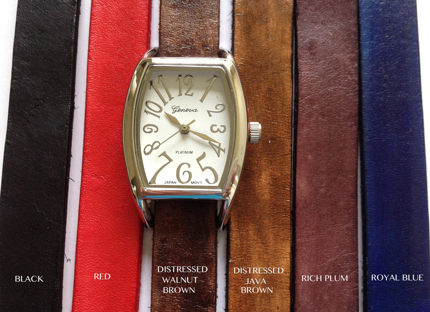 Interchangeable Leather Watch Bracelet - Single Wrap - Choose 3 Colors- Made to Order - Leave me your wrist measurement