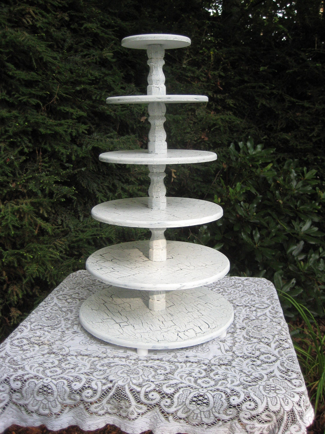 Shabby Chic Cupcake Stand Wedding Decor Large White 6 Tier