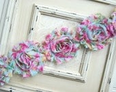 1 Yard Blue Floral Shabby Rose Trim