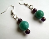 Amazonite and Purple Amethyst Earrings, One of a Kind, FREE SHIPPING
