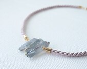 SPRING SALE Statement Necklace : Autumn Jewelry - Mauve Rope Cord with Mystic Aura Quartz