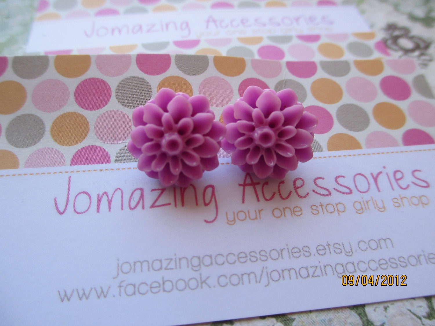 Stud Earrings - Purple Resin Flower Earrings - Bridal Jewelry - Bridesmaid Jewelry - Purple Wedding - Woman's Flower Earrings