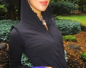 Black lotus ruffle hoodie