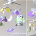 Baby Crib Mobile - Baby Mobile - Owl Mobile - Serena and Lily Lulu pattern - Girl Mobile