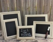 5 FRAMED CHALKBOARDS - Picture Frames - Chalk Ink Pen - Heirloom White- Shabby Chic - wedding reception home sign