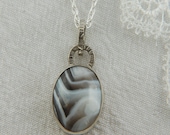 Botswana Agate Artisan Pendant in Sterling Silver, romantic jewelry, pendant for her, pendant for him, summer jewelry