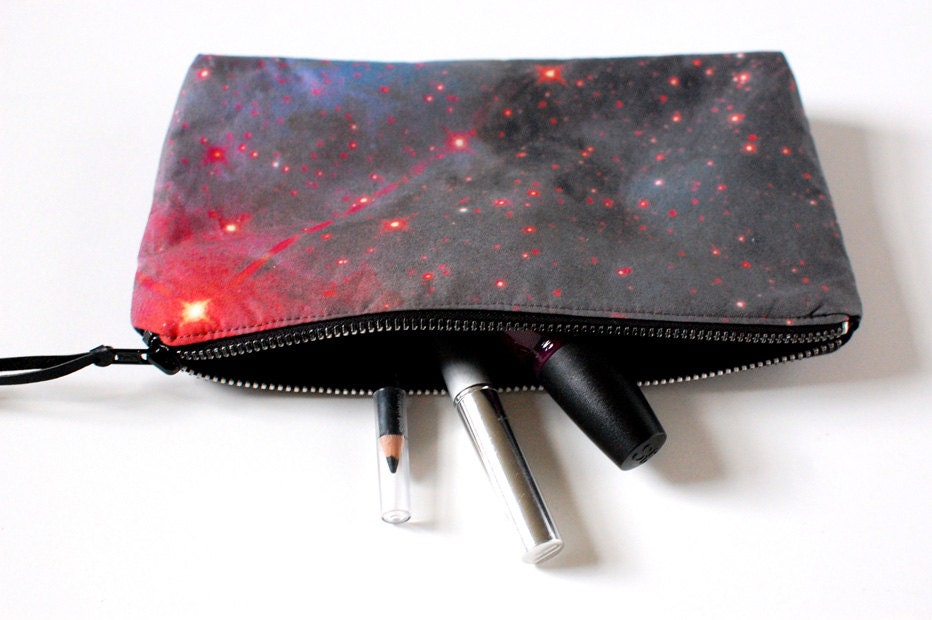 Galaxy Nebula Print Clutch Bag Space Purse Makeup Pouch
