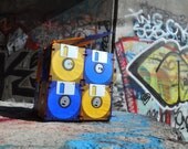 Blue and Orange Floppy Disk Box for the Eco-Chic Nerd or Geek