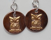 Owl Earrings Copper and Brass Soldered Mixed Metal on Sterling Silver earwires