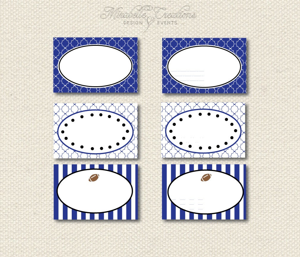 PRINTABLE Placecards / Fancy Labels -- Football Party Collection (Customizable) -- Mirabelle Creations Il_570xn