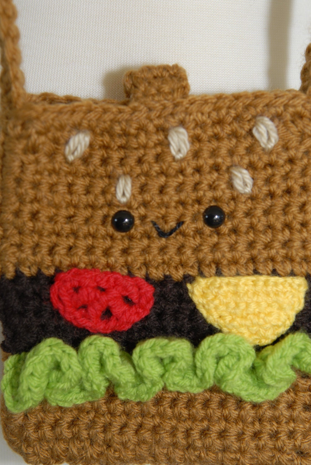Burger Crochet Purse -Crochet-Kawaii-Bags-Women Accessories-Food Bag-Brown-crochet Food