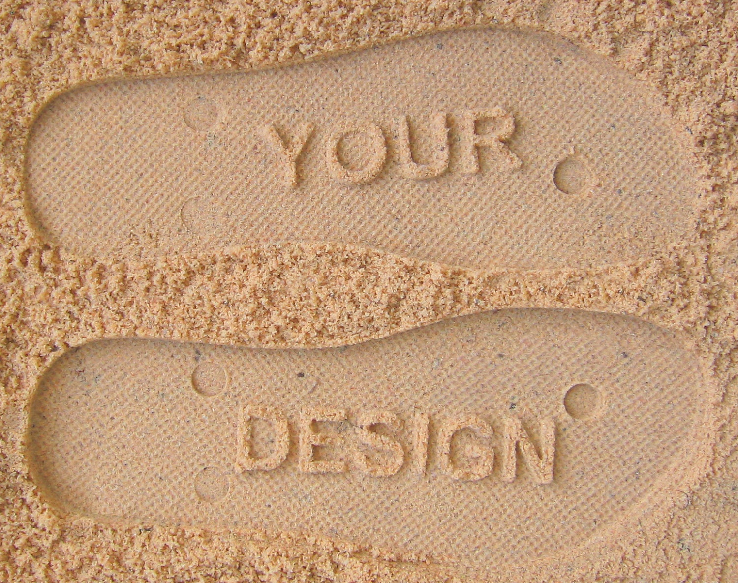 Custom Sand Imprint Flip Flops. Personalize With Your Design. No Minimum Order Quantity :)