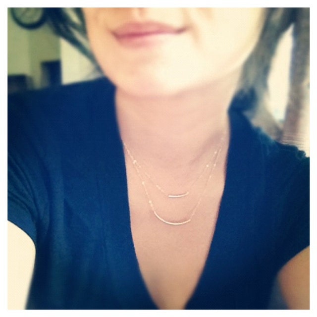 Gold Filled Curved Bar Layered Necklace - Modern Jewelry - All Gold Filled - Everyday Wear