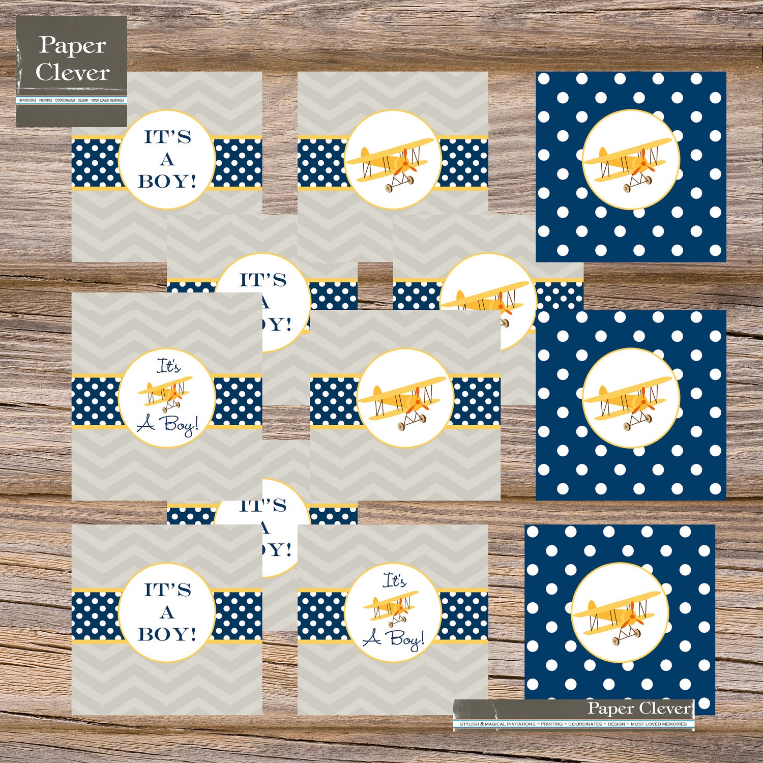 baby shower party favor, sticker file Vintage Airplane 2 inches-printable, instant download Il_170x135