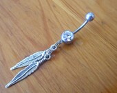 Belly Button Ring - Body Jewelry - Feathers Belly Button Ring