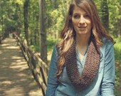 CLEARANCE Chocolate Brown Crochet Cowl with Color Pop