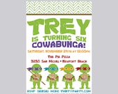 Custom Birthday Party Invite - TMNT Invitation -  Ninja - Party Supplies