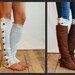 SALE SALE The Miss Molly - off-white Slouchy Button Down leg warmers w/ Ivory Knit Lace - Legwarmers (item no. 7-16)