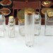 Antique Glass travel Containers, Grooming Case, Vintage Make Up Containers, Brass Hardware, Vintage Jars Brass Lids, Art Deco Travel Jars
