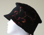 Handmade felted womens hat - cap from merino wool - black hat - autumn fall winter fashion - made to order - autumn hat