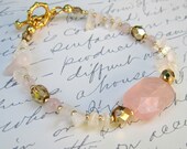 Rose quartz and gold beaded bracelet