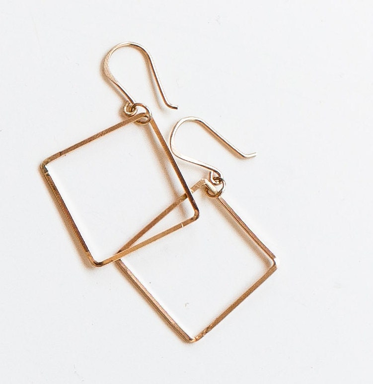 14k gold fill square earring silhouettes.  Handmade modern jewelry