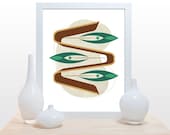 Mid Century Print Abstract Weave -11x14 art decor wall poster office living room kitchen nature forest natural leaf green brown