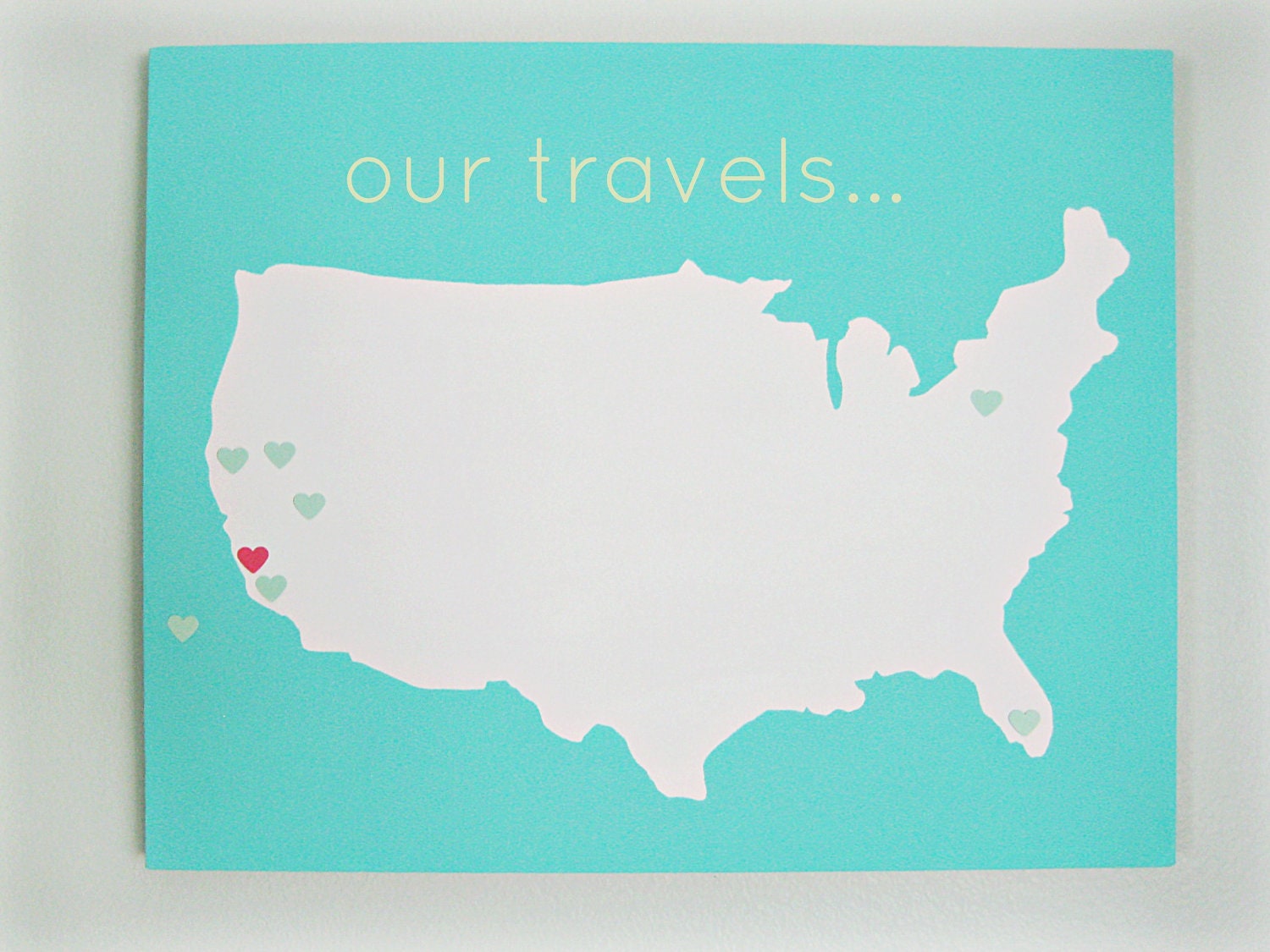 United States (Our Travels) DIY Customize Map -16X20 Canvas Acrylic Painting, Wall Art, Decor