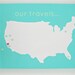 United States (Our Travels) DIY Customize Map -16X20 Canvas Acrylic Painting, Wall Art, Decor