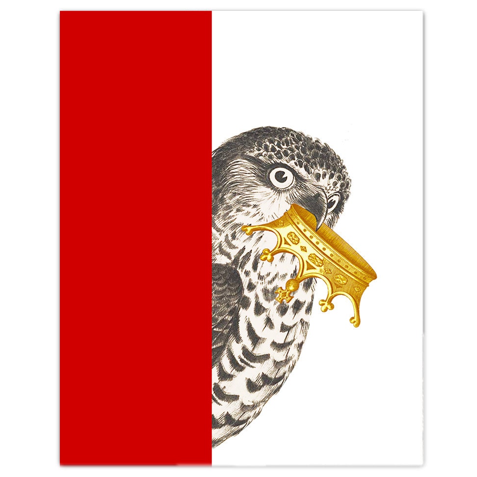 Owl Portrait with Crown - ART Print 8" x 10"