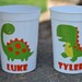 5 Personalized 12 oz. Dinosaur  party favor cups