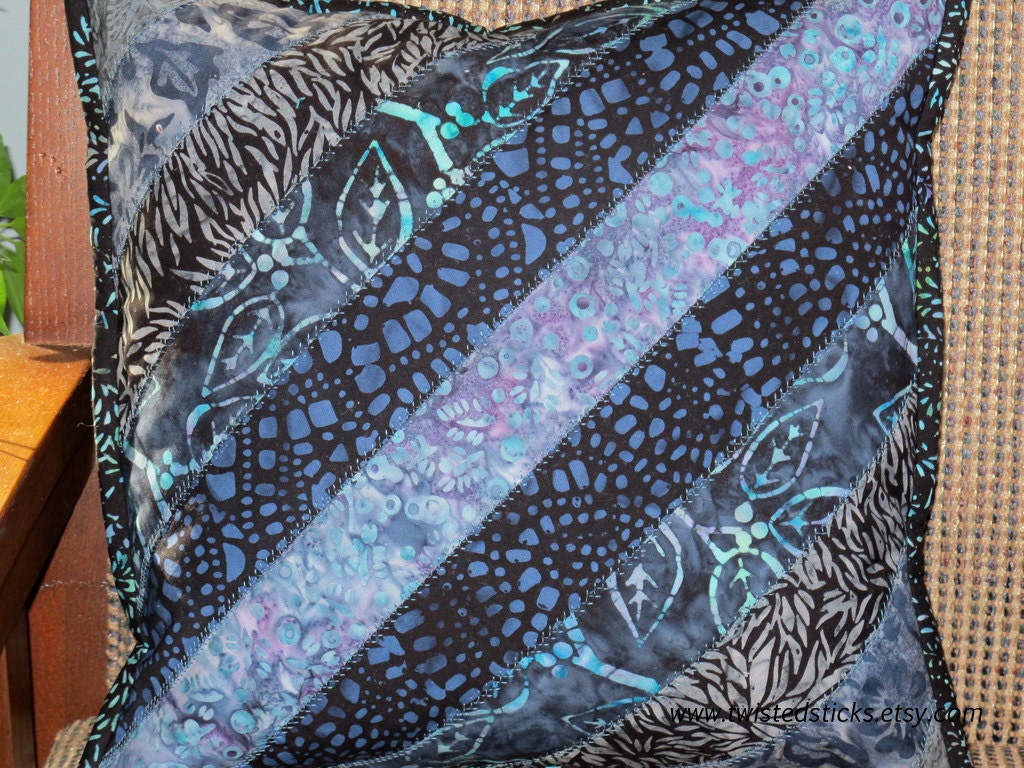 Indigo Batik Pillow, Batik Throw Pillow, "Mood Indigo"