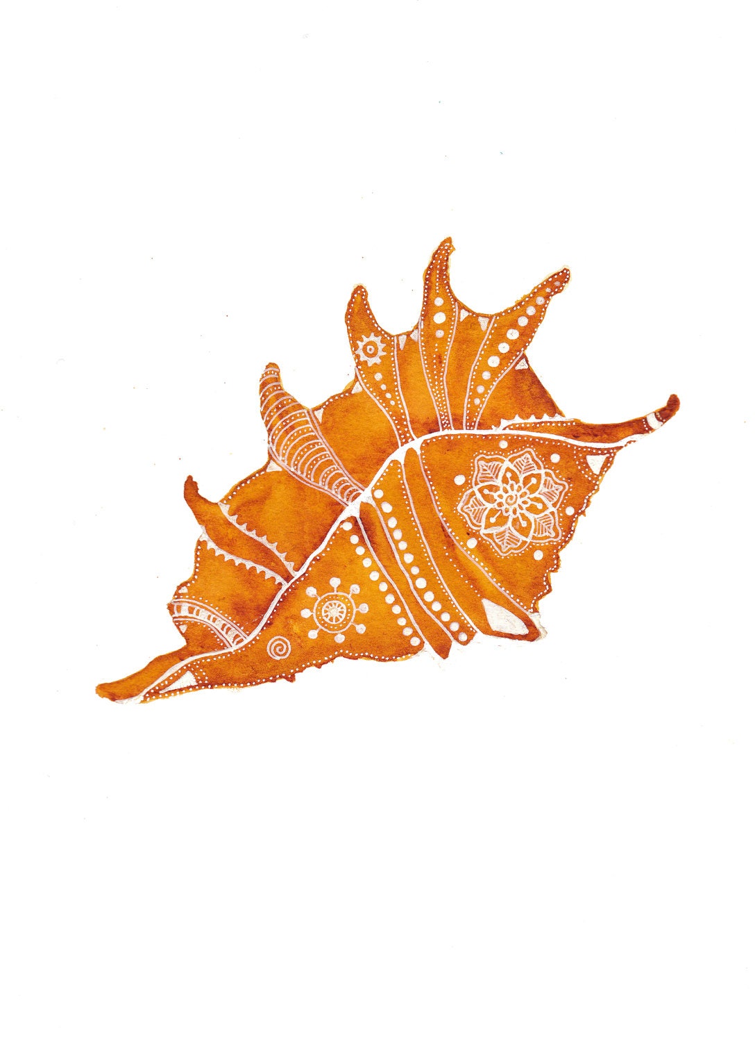 Yellow-Orange Sea Shell Archival Art Print