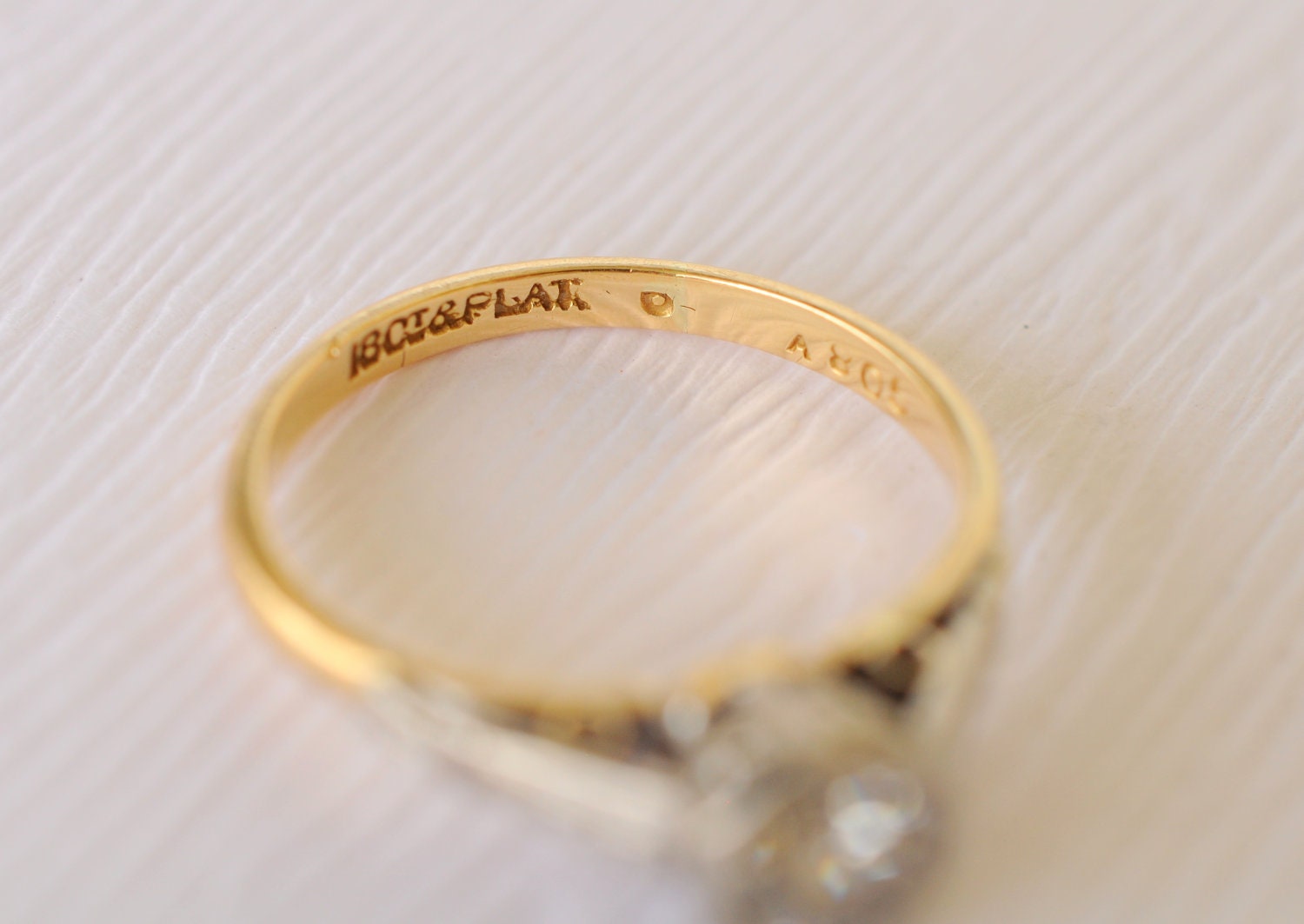 RESERVED /// Art Deco / 1920s platinum and 18k gold diamond ring- 1/2