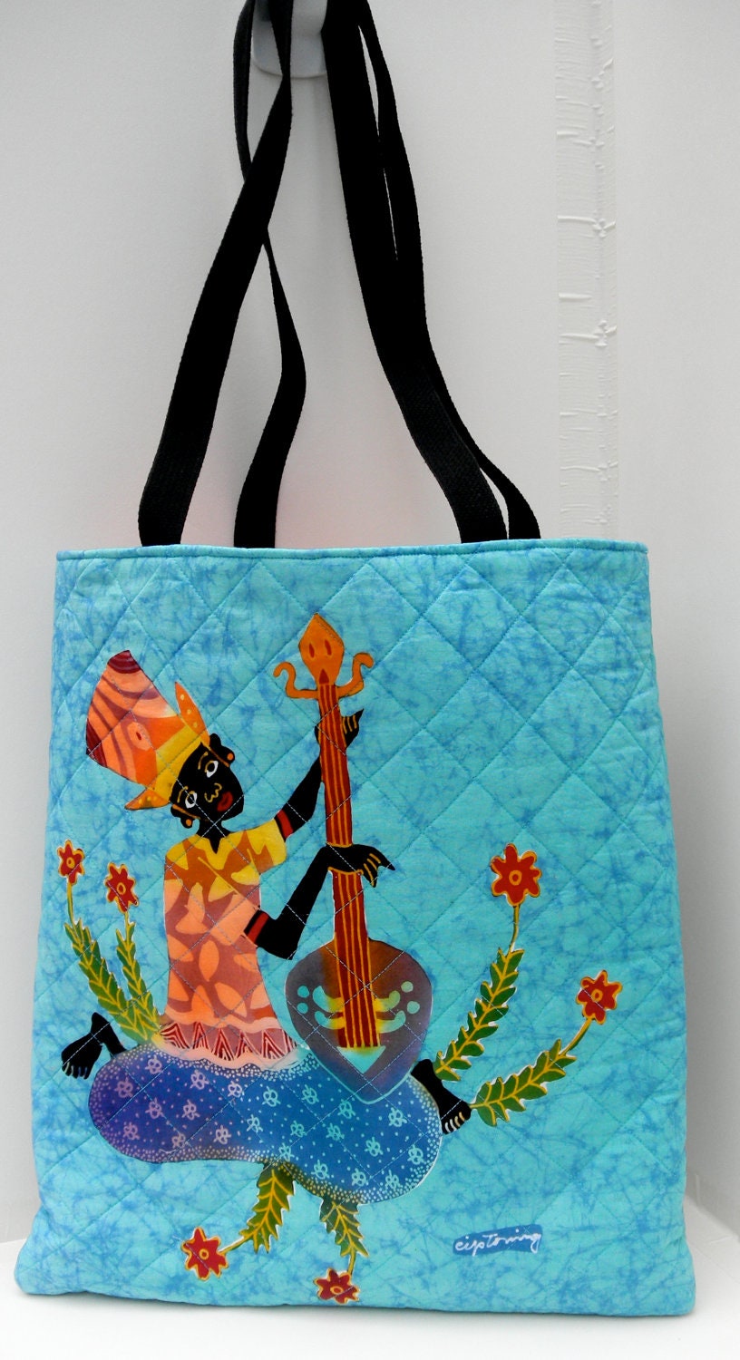 Quilted Music Tote - Asian Guitarist