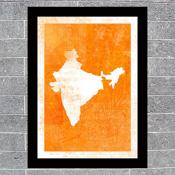 India Map Art Print, A3