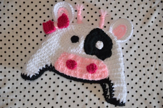 Crocheted Cow Hat PATTERN for Costume or Play (Pattern only No product shipped)