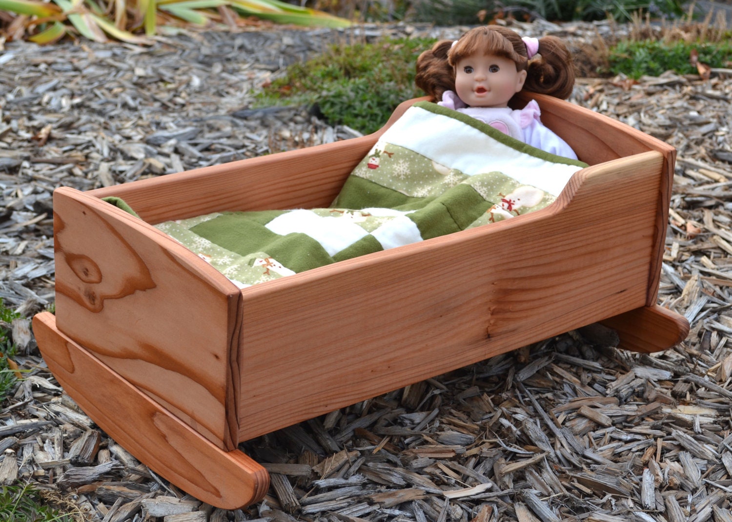 Redwood Doll Cradle Heirloom Toy Doll Cradle includes mattress