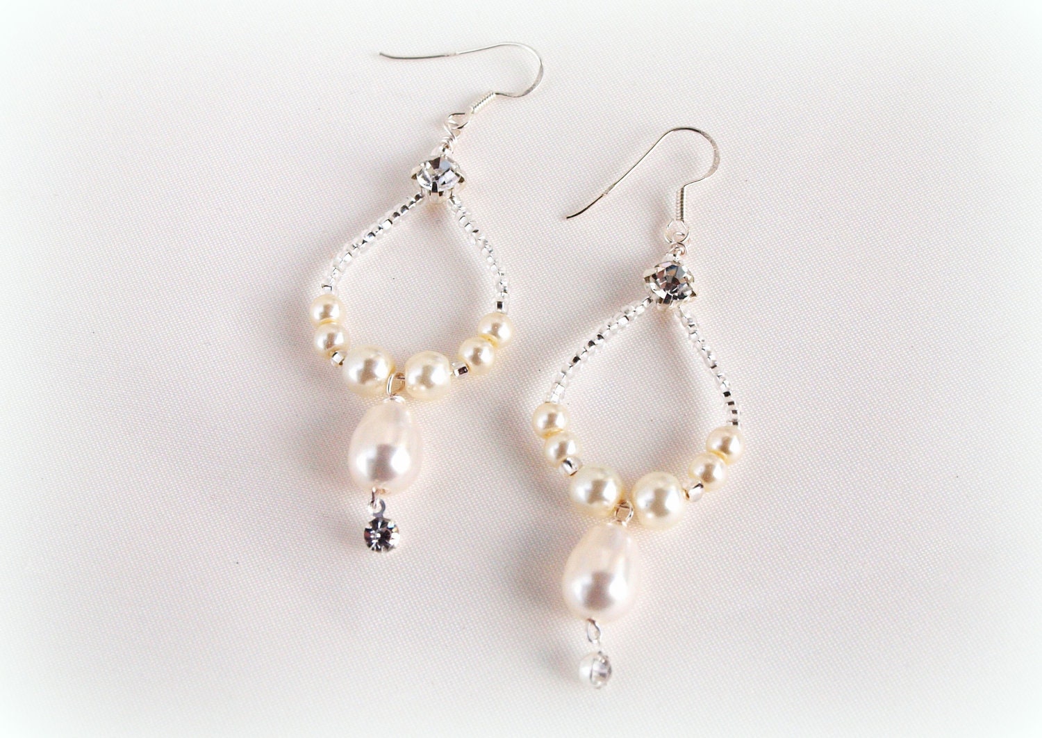 wedding bridal earring, Ivory swarovski drop  bridal earring