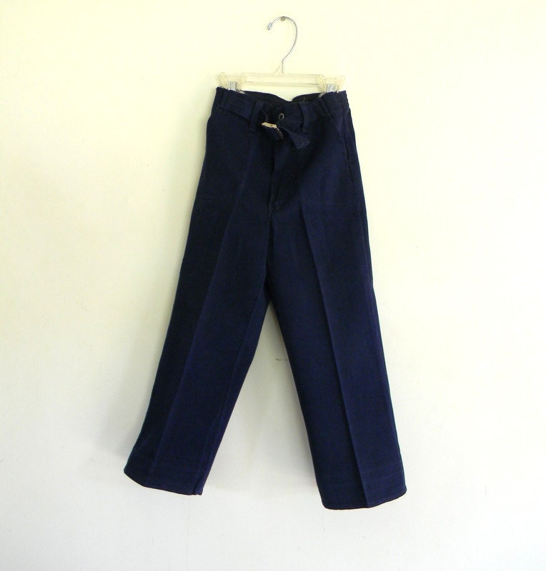 Boys Vintage Trousers,1950s Navy Blue Vintage Pants