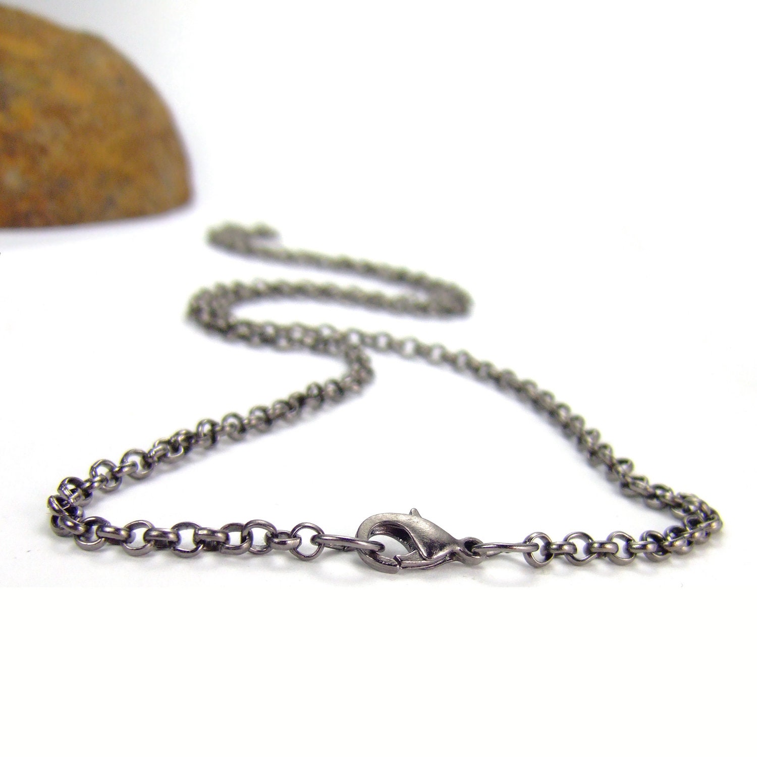 Gunmetal Chain custom length Gunmetal Rolo Necklace