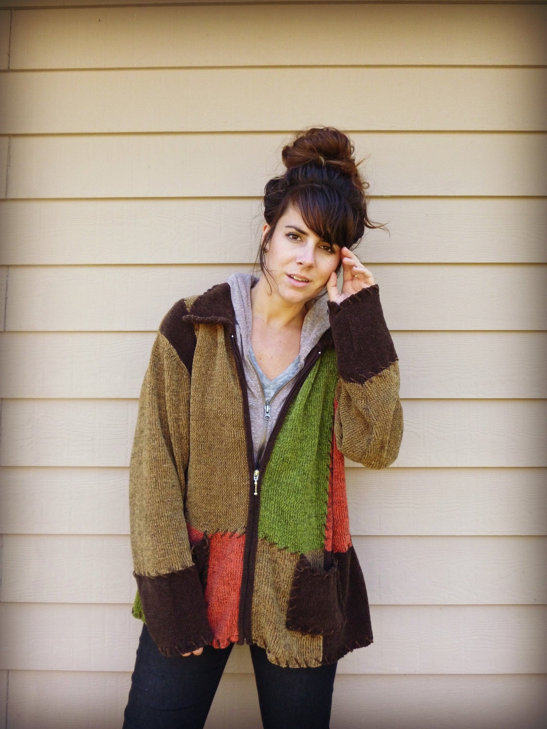 Vintage Patchwork Knit Sweater