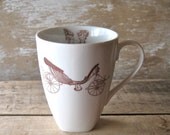Carriage and Royal Ladies Mug, 16 oz Porcelain Coffee Cup, Recycled, Ready to Ship